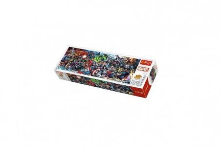 Puzzle panoramatické Marvelův svět/Join the Marvel Universe 1000 dílků 97x34cm v krabici