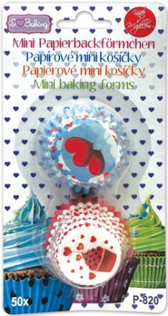 Papírové košíčky na pralinky 50 ks - srdce/muffin 