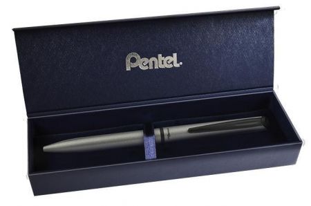 Kuličkové pero &quot;EnerGel BL-2507&quot;, modrá, 0,35 mm, otočný mechanismus, kovové, matně stříbr