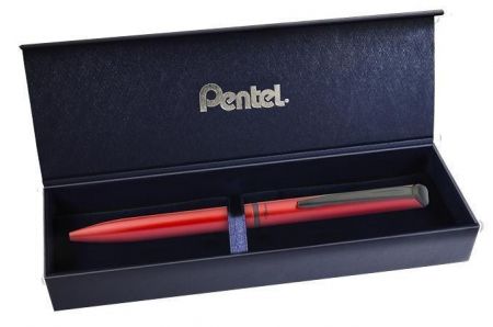 Kuličkové pero &quot;EnerGel BL-2507&quot;, modrá, 0,35 mm, otočný mechanismus, kovové, matně červen