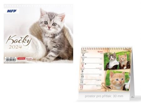 Kalendář 2024 stolní mini Kočky