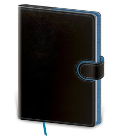 Tečkovaný zápisník Flip L černo/modrý (čtverečkovaný) / 14,3cm x 20,5cm / BFL425-2