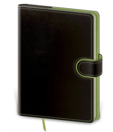 Tečkovaný zápisník Flip L černo/zelený (čtverečkovaný) / 14,3cm x 20,5cm / BFL425-3