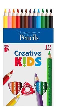 Barevné pastelky &quot;Creative Kids&quot;, 12 ks, trojúhelníkový tvar, jumbo, ICO 7140133002