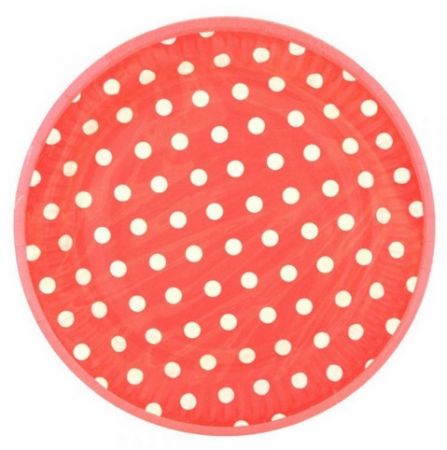 Talíř papírový 22,7cm 8ks červený s puntíky