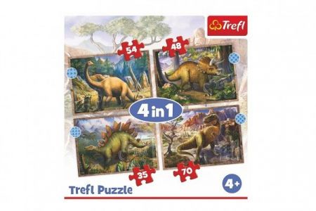 Puzzle 4v1 Zajímaví dinosauři 28,5x20,5cm v krabici 28x28x6cm