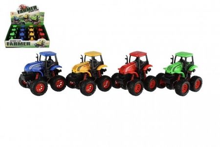 Traktor na setrvačník plast 10x8cm 4 barvy