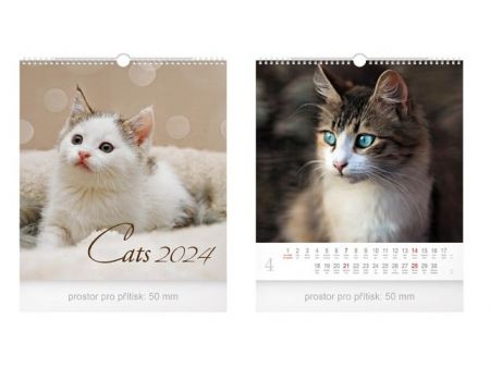 Kalendář 2024 nástěnný malý Cats