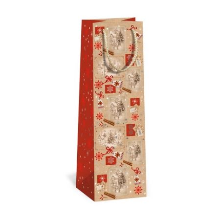 ARGUS Dárková papírová taška NATUR na víno (11 x 36 cm) 08340063
