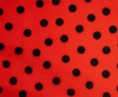 Úplet š.150 cm, červený, černé puntíky
