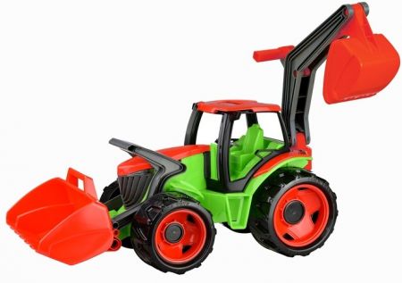 LENA Traktor se lžící a bagrem, zelenočervený