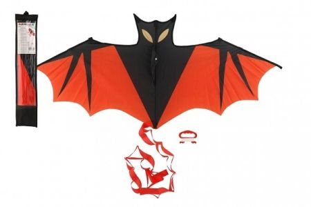 Drak létající netopýr nylon 120x55cm v látkovém sáčku 10x54x2cm