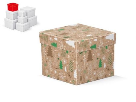 Krabice dárková vánoční C-V008-C 12x12x10cm