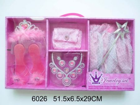 Set pro princeznu růžový, sukýnka, pantoflíčky, kabelka