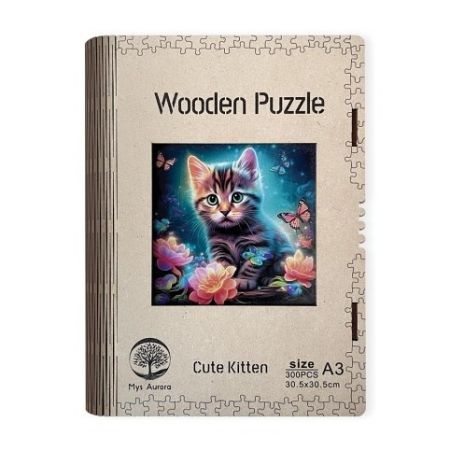 Wooden puzzle Cute Kitten A3
