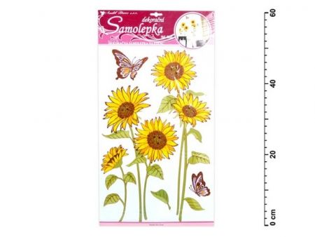 Samolepící dekorace 10031 slunečnice s motýly a glitry 50 x 32 cm