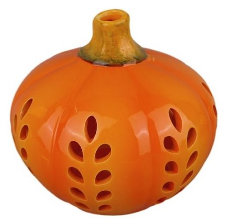 Svícen keramická dýně 15 x 14 cm, oranžový