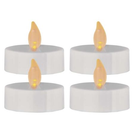 Svíčky LED svítící jantarové, 5,8 cm, 4 ks bílé