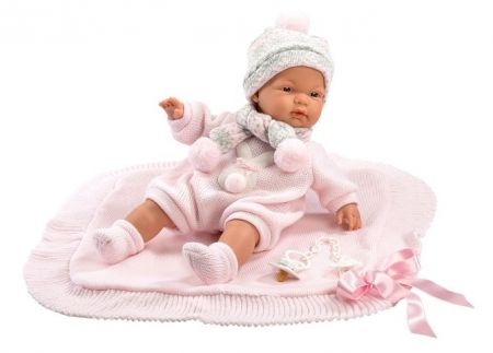 Llorens 38938 JOELLE - realistická panenka miminko se zvuky a měkkým látkovým tělem - 38 c