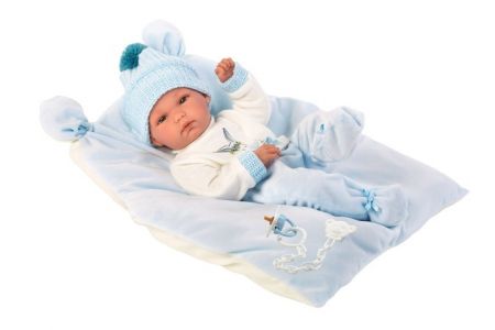 Llorens 63555 NEW BORN CHLAPEČEK - realistická panenka miminko s celovinylovým tělem - 35 