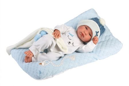 Llorens 84329 NEW BORN CHLAPEČEK - realistická panenka miminko s celovinylovým tělem - 43 