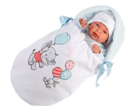 Llorens 84451 NEW BORN - realistická panenka miminko se zvuky a měkkým látkovým tělem - 44