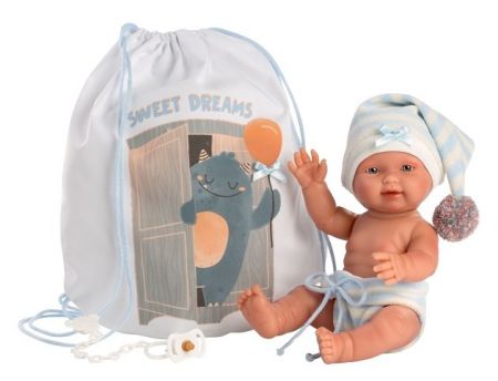 Llorens 26313 NEW BORN CHLAPEČEK - realistická panenka miminko s celovinylovým tělem - 26 
