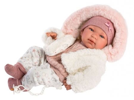 Llorens 84334 NEW BORN HOLČIČKA - realistická panenka miminko s celovinylovým tělem - 43 c