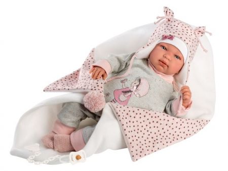 Llorens 84460 NEW BORN - realistická panenka miminko se zvuky a měkkým látkovým tělem - 44