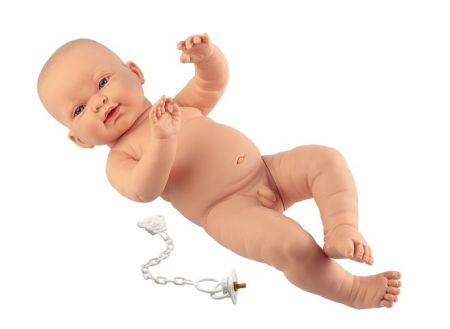 Llorens 45001 NEW BORN CHLAPEČEK - realistická panenka miminko bílé rasy s celovinylovým t