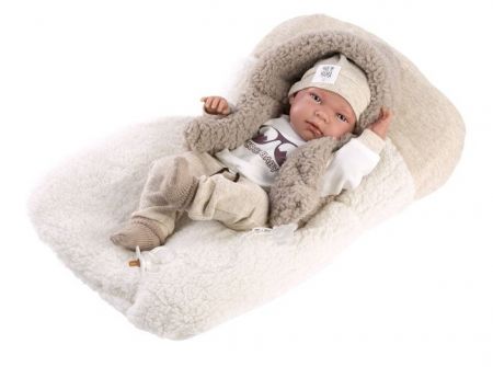 Llorens 73899 NEW BORN CHLAPEČEK - realistická panenka miminko s celovinylovým tělem - 40 
