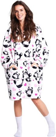 Cozy Noxxiez CH354 Panda - hřejivá televizní mikinová deka s kapucí pro teenagery a dospěl