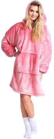 Cozy Noxxiez CH356 Růžová - hřejivá televizní mikinová deka s kapucí pro teenagery a dospě