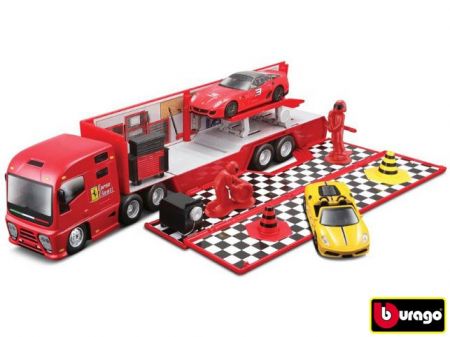 Bburago Auto s přívěsem s doplňky Ferrari Race &amp; Play plast v krabici 1:43