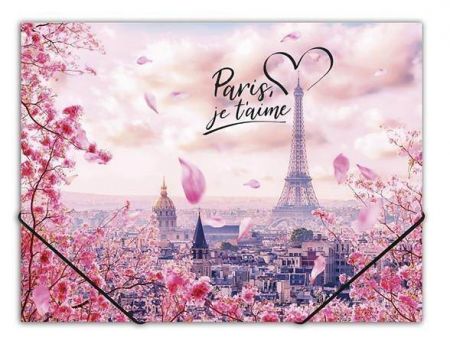 Desky s gumičkou &quot;Take me to Paris&quot;, A4, 15 mm, PP, PANTA PLAST