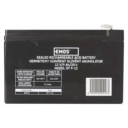 EMOS Bezúdržbový olověný akumulátor 12 V/9 Ah, faston 6,3 mm