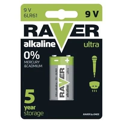 Raver Alkalická baterie RAVER 9V (6LF22)