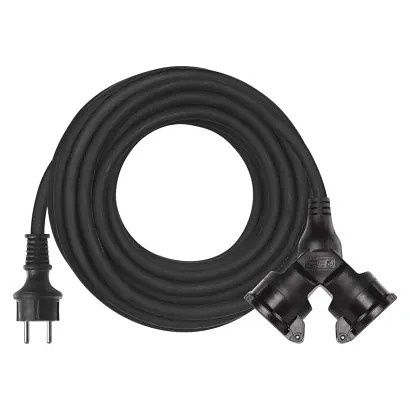 EMOS Venkovní prodlužovací kabel 10 m / 2 zásuvky / černý / guma / 230 V / 1,5 mm2