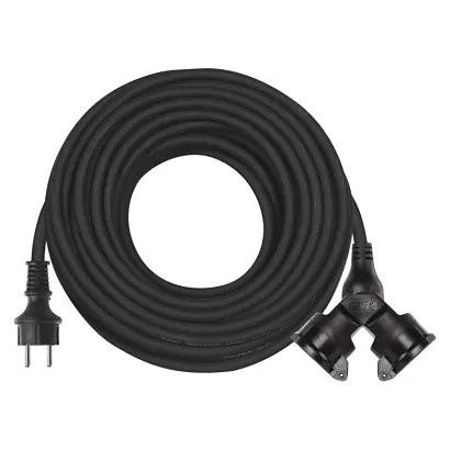 EMOS Venkovní prodlužovací kabel 20 m / 2 zásuvky / černý / guma / 230 V / 1,5 mm2