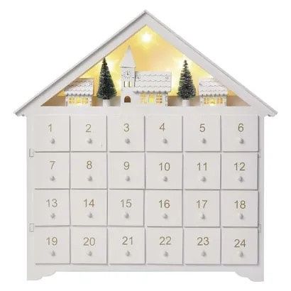 EMOS LED adventní kalendář dřevěný, 35x33 cm, 2x AA, vnitřní, teplá bílá, časovač
