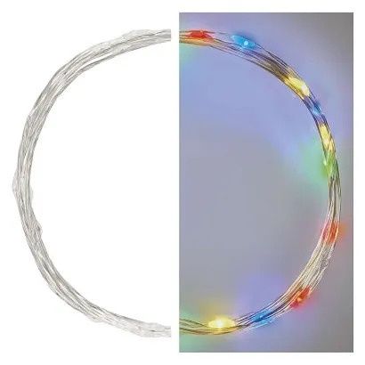 EMOS LED vánoční nano řetěz, 1,9 m, 2x AA, vnitřní, multicolor, časovač