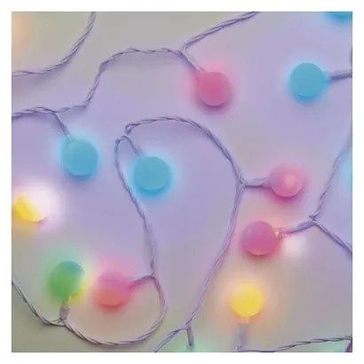 EMOS LED světelný cherry řetěz – kuličky 2,5 cm, 4 m, venkovní i vnitřní, multicolor, časo