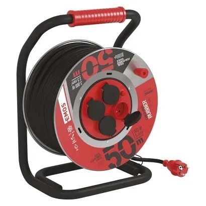 EMOS Venkovní prodlužovací kabel na bubnu 50 m / 4 zásuvky / černý / guma / 230 V / 1,5 mm
