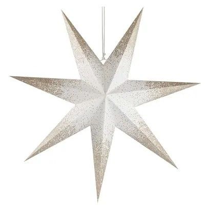EMOS Vánoční hvězda papírová závěsná se zlatými třpytkami na okrajích, bílá, 60 cm, vnitřn