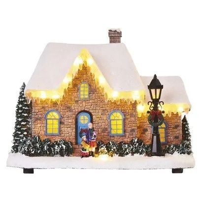 EMOS LED vánoční domek, 20,5 cm, 3x AA, vnitřní, teplá bílá