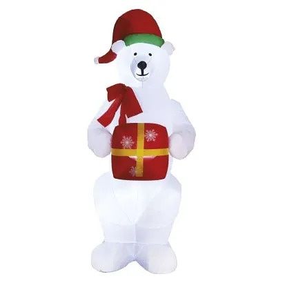 EMOS LED lední medvěd s vánočním dárkem, nafukovací, 240 cm, venkovní i vnitřní, studená b