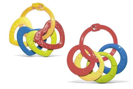 Kroužky se 4 tvary plast srdíčka, kolečka, mix barev