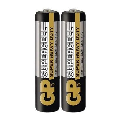 Baterie AAA mikrotužka 1,5V 2 kusy GP Supercell ve fólii (GP R03) Zinkochloridová baterie