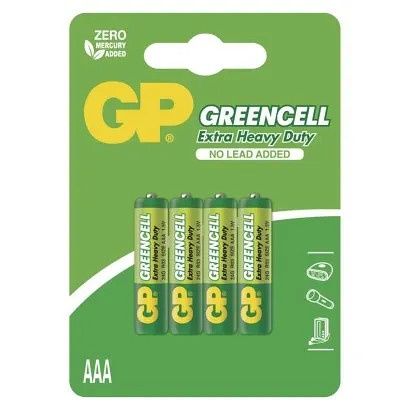 Baterie AAA mikrotužka 1,5V 4 kusy GP Greencell blistr (GP R03) Zinkochloridová baterie
