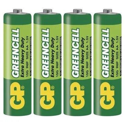 Baterie AA tužková 1,5V 4 kusy GP Greencell ve fólii (GP R6) Zinkochloridová baterie